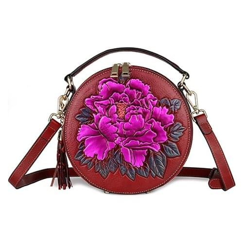 Luxury Tote Bag High Quality bag Women Genuine Leather Handbag Vintage Bags Embossing Printing Retro Designer Floral Handbag