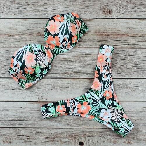 Sexy Bandeau Swimwear Women Swimsuit Leopard Brazilian Bikini Set Push Up Bathing Suit Female Beach Wear Biquini Maillot De Bain