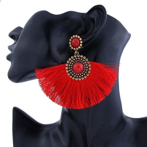 Cotton Silk Fabric Fringe Earrings Bohemian Tassel Crystal Long Drop Earrings for Women 2021 Trend Fashion Woman Gift Jewelry