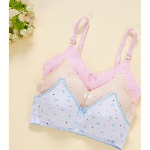 Pure Cotton Thin Girls Bra Without Steel Ring Underwear Sexy Gathered Adjustment Comfortable Student Youth Breast Bra Bra Women