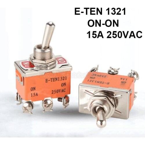 2Pcs E-TEN1321 ON-ON 15A 250VAC Toggle switch rocker switch high temperature resistant power supply knob toggle switch Orange
