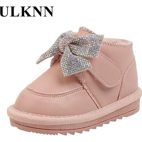 ULKNN Baby Girl Snow Boots Plus Velvet Keep Warm 1-3 Years Old Winter Thickening Childrens Baby Soft Bottom Toddler Shoes