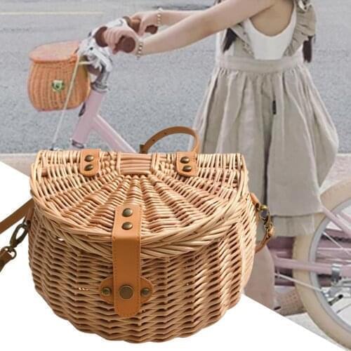 2 In 1 Childrens Vintage Rattan Bicycle Baskets Bicycle Balance Car Baskets Bike Scooter Basket Kids Bike Cart Rattan Backpack