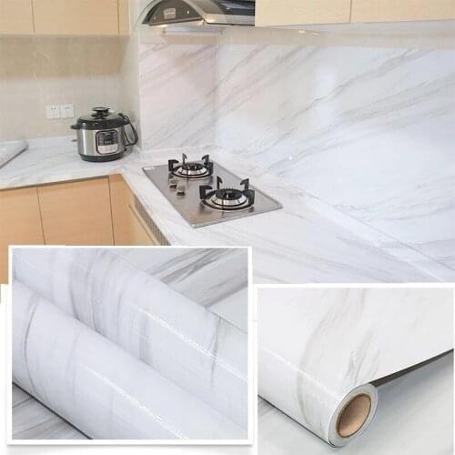 Waterproof Oil-proof Marble Wallpaper Contact Paper Wall Stickers PVC Self Adhesive Bathroom Kitchen Countertop Home Improvement