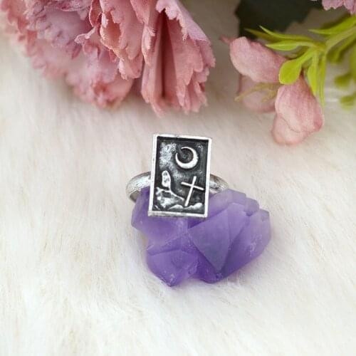 Wicca Vampire Ring Cemetery Under The Moonlight, Film Television Gothic Ring Medieval Legend Jewelry