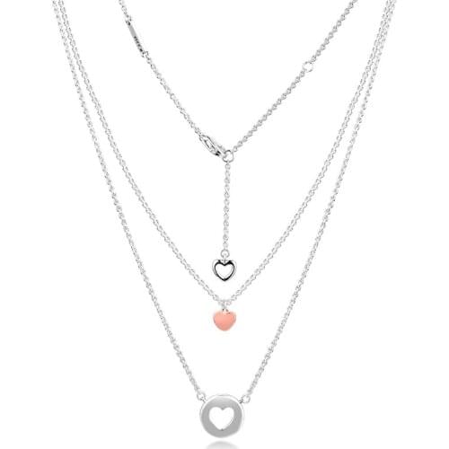 100% 925 Sterling Silver Choker Layered Heart Necklaces for Women DIY Making Fashion Pendant Necklace trinket Jewelry collars