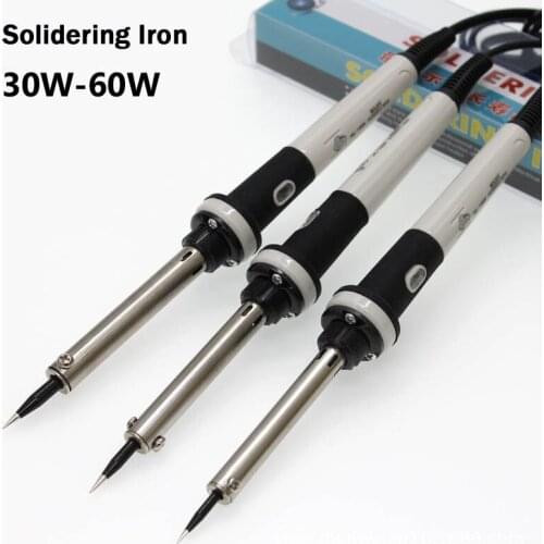 1 pcs) 30W 40W 60W External Thermal 220V Electric DIY Soldering Iron Tool Welding Iron Straight Tip w/ Indicator Light US plug
