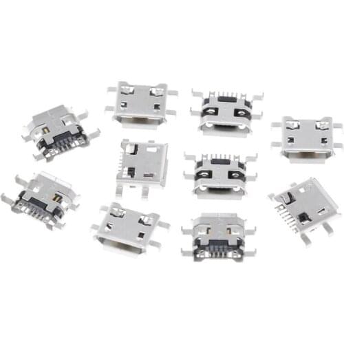 10 Pcs Micro USB Type B Female Socket Connector 5Pin 0.72mm For Phone Tablet Charging