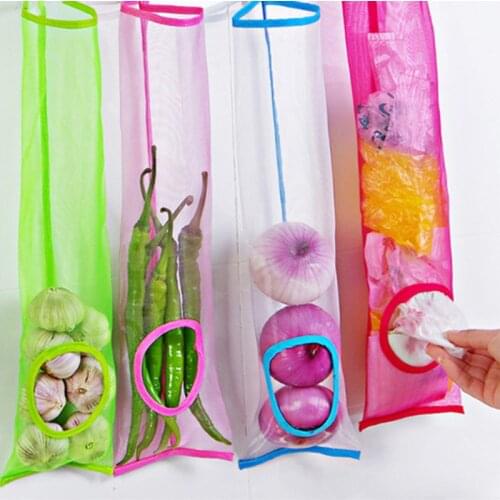 Kitchen Garbage Trash Storage Bag Onion Holder Vegetable Potato Hanging Mesh Fruit Ginger Organizer Container Garlic Food Saver
