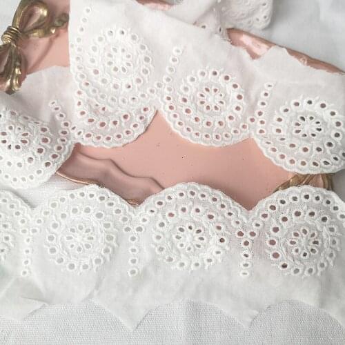 10 Yards 5cm White Cotton Cloth Embroidered Lace Fabric Clothing Decoration Handmade DIY Garment Needlework Sewing Underwear H59