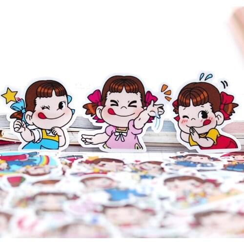 32pcs/bag Cute cartoon girls sitkcers album Scrapbook waterproof decoration stickers DIY Handmade Gift Scrapbooking stickers