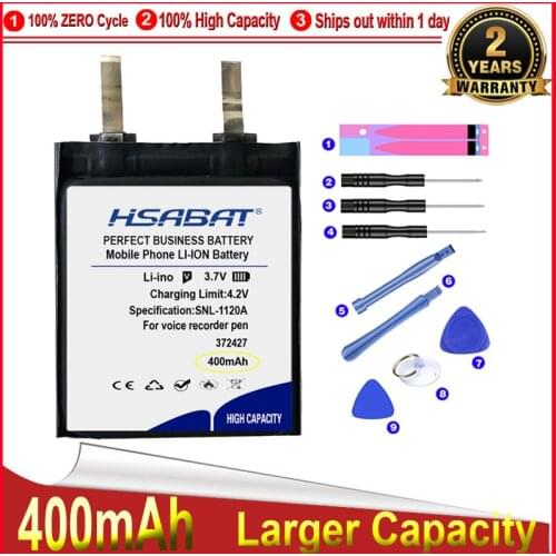 HSABAT 0 Cycle 400mAh 372427 Battery for voice recorder pen,smartband;bluetooth,mp3,smart watch Accumulator