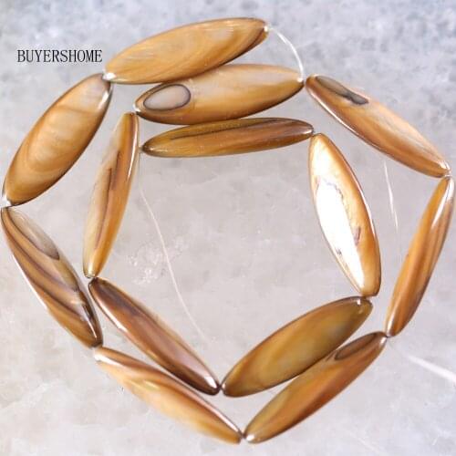 Free Shipping Fahion Jewelry 10X30MM Camel Mother Of Pearl Shell Loose Beads String 15" O099