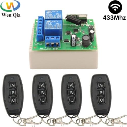 433Mhz RF Wireless DC 5~30V 2CH 10A Receiver Remote Control Switch Universal Transmitter For Garage Gate LED Motor Sliding Door