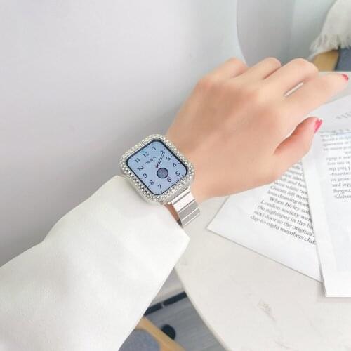 Lady Stainless Steel Bracelet Strap for Apple Watch Band 38mm 42mm 6SE Metal Wristband for iWatch 5 4 3 2 1 40mm 42mm Correa