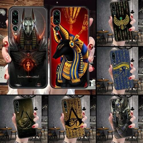 Egypt Nefertiti Anubis Ankh Phone Case For Huawei P Mate P10 P20 P30 P40 10 20 Smart Z Pro Lite black trend cell cover 3D Etui