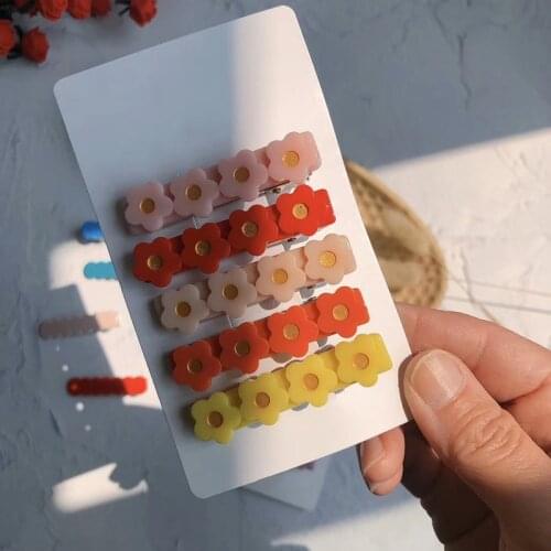 Childrens hairpin hot sale hair accessories new Korean colorful flower girl clip Cute acrylic Princess side clip