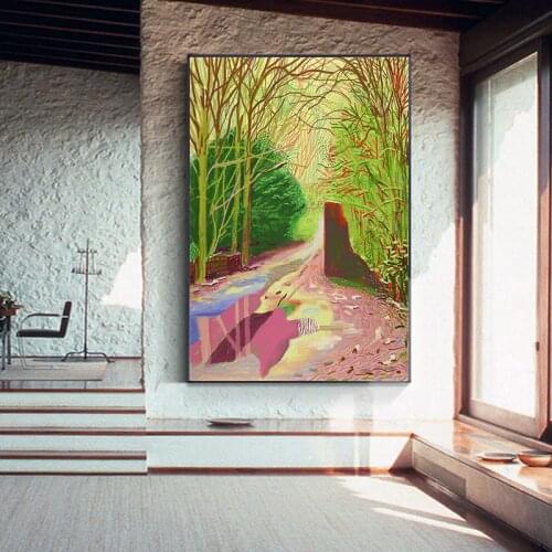David Hockney The Arrival of Spring in Woldgate, East Canvas Painting Print Poster For Living Room Wall Abstract Art