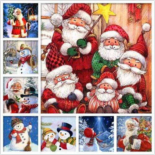 DIY Santa Claus Diamond Painting Full Square Diamond Christmas Gift Diamond Embroidery Cross Stitch Mosaic Wall Art Home Decor