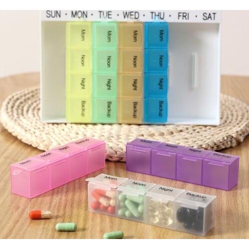 Weekly 7days Pill Box 28 Compartments Large Pill Organizer a Day 4 Times Pill Case 7 Days Medicine Box Holder Organizer