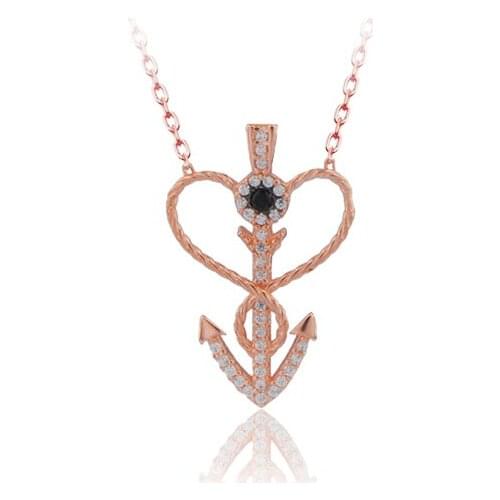 Hot Sale Love Trendy 925 Silver Turkish Jewelry Zircon Fashion Sailor Heart Necklace For Women Valentines Day Luxury Designer