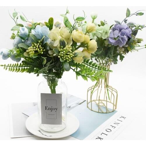 1 bunch 5 forks Artificial flowers Bouquet of roses Home decoration accessories Wedding Diy Flower arrangement Craft Photo props