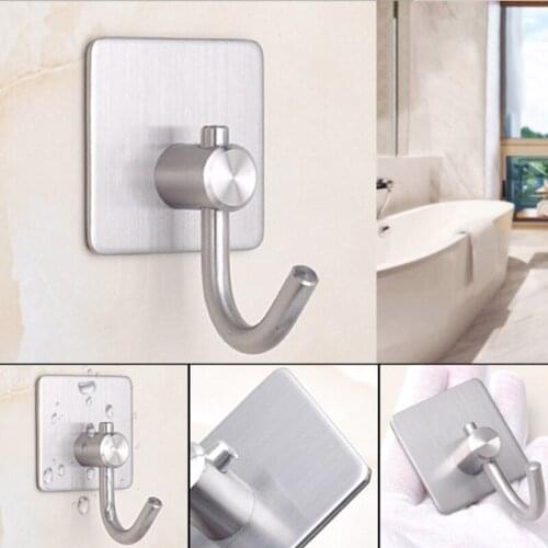 Adhesive Sticker 304 Stainless Steel Hooks Wall Door Clothes Coat Hat Hanger Kitchen Bathroom Rustproof Towel Hooks