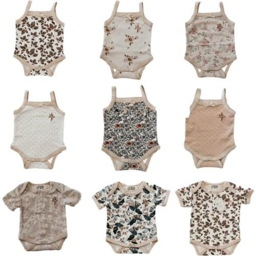 2021 New Summer Piper Baby Romper Infant Girl Clothes Short Sleeve Boy Outfit Floral Pattern Newborn Onesie Fashion 100% Cotton