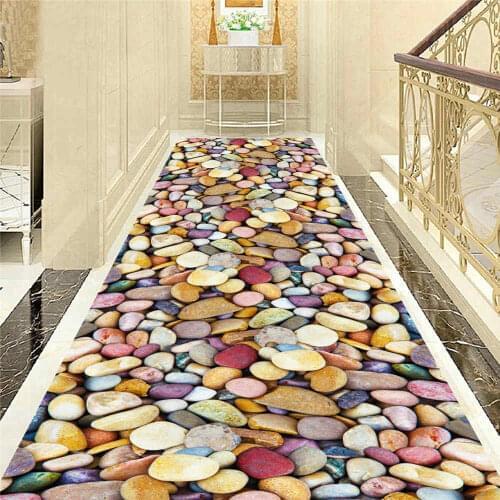 Long Hall Corridor Carpet for Living Room Stones 3D Carpets Rug for Bedroom Kitchen Entrance Doormat Home Decor Floor Area Rug