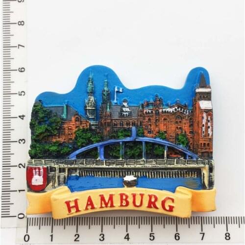 Germany Hamburg Creative Tourism Landscape Memorial Gift Hand-painted Crafts Magnetic Sticker Fridge Magnet