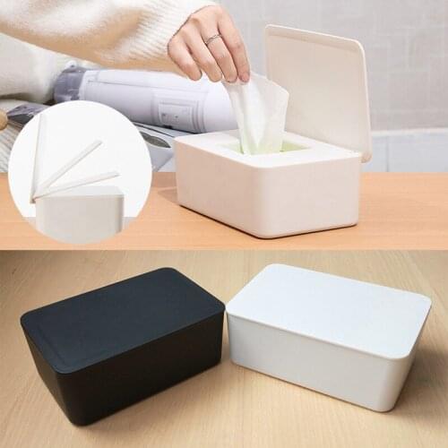 Mayitr 1pc White/Black Wet Wipes Dispenser Holder Tissue Storage Box Case With Lid For Car Auto Home Office