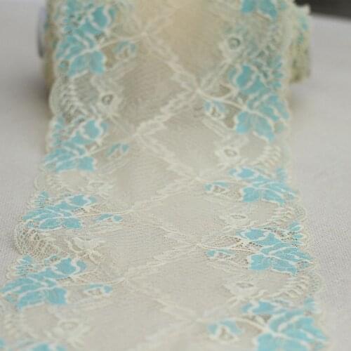 MLAEY 2yards Width 17cm Elastic Stretch Lace Trim Soft Floral Decoration Crafts Sewing Lace Fabric For Dress Making