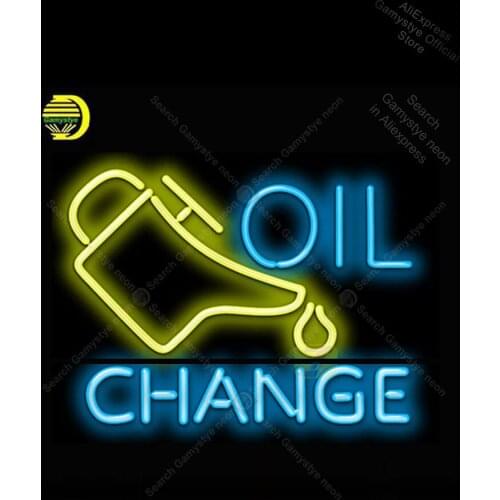 Oil Change Neon Light Sign Glass Tube Neon Bulbs Sign Decor Room budweiser neon sign Enseign Lumineuse Bar Real Glass Neon