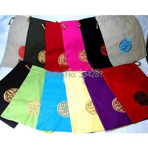 BRAND NEW 10PCS CHINESE EMBROIDERD FLAX CLOTH& SHOE BAGS