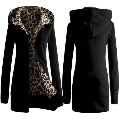 New 2020 Hoodies Sweatshirt Womens Clothing Hoodie Winter Plus Velvet Padded Leopard Hooded Sweatshirt Coat Sudadera Mujer SW08