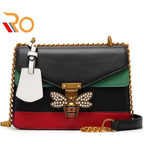 Luxury Leather Handbags Women Shoulder Bags Fashion Designer Ladies Sling Hand Bags Pearl Bee Lock Brand Purses Crossbody Bag