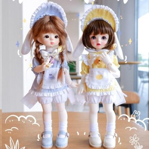 30cm BJD Doll Clothes Headwear+shirt+trousers+bow Apron+bib+spoon+bow Tie Suit Uniform set for Big 1/6BJD, Yosd Doll Accessories