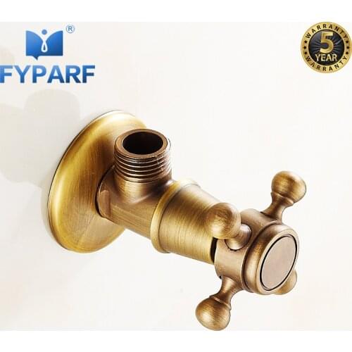 FYPARF Faucet Replacement Parts Bibcocks 1/2" x 1/2" Antique Brass Bathroom Angle Stop Valve Cold Hot Filling Triangle Valves