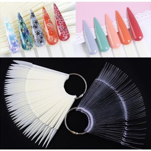Fan Shape Pointed False Nail Tips Polish Color Card Salon Manicure Display Tool