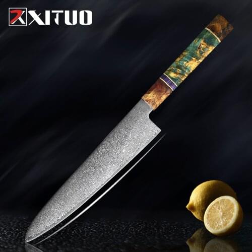 XITUO 8.5'' inch Chef Knife Japanese VG10 Damascus Fish Sashimi Knife High Carbon Stainless Steel Knife Kitchen Cooking Tools