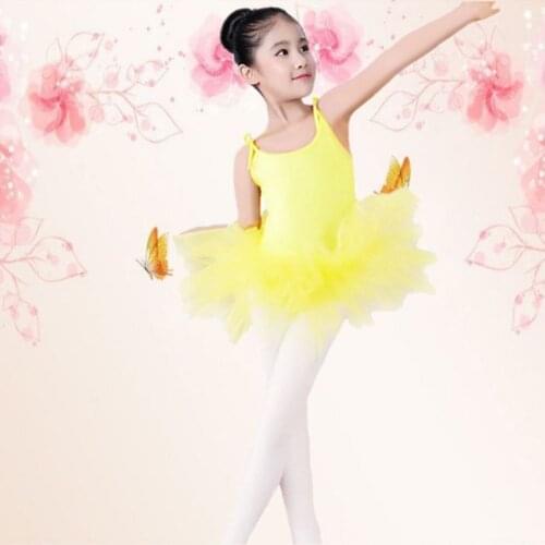 3-8T Childrens Dance Sling Ballet Skirt Girls Dance Costumes Exercise Clothes Small Princess Fluffy Skirt