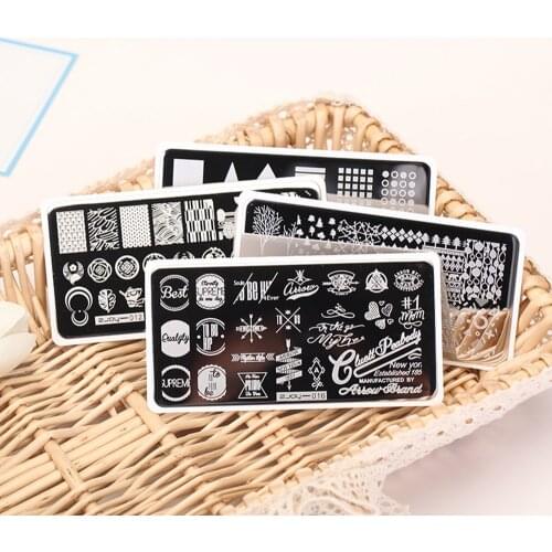1pcs Rectangle Nail Stamping Plates Flower/Cartoon/Butterfly/Geometric/Animals Mix Pattern Nail Art Image Stamp Template Stencil