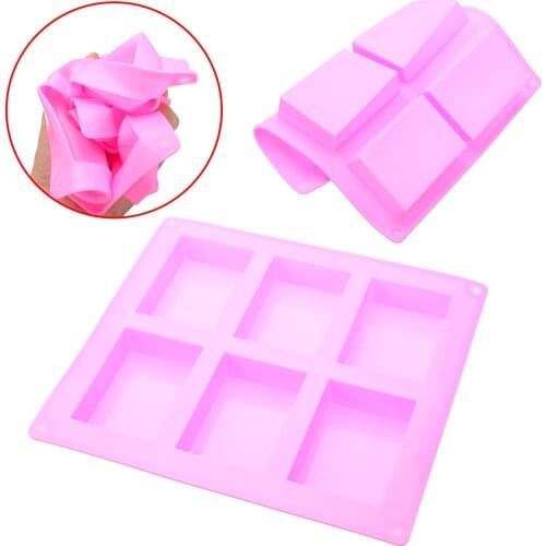 1pc Silicone Ice Cube Candy Chocolate Cake Cookie Cupcake Molds Soap Mould 6 Cavities Square Moulds Home DIY Supplies