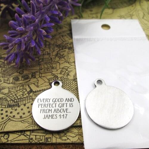 20pcs--"every good and perfect gift is from above... 1:17 "stainless steel charms more style for choosing DIY Charms