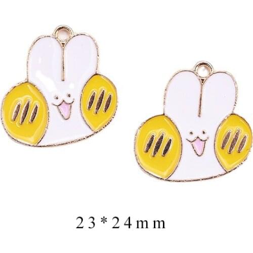 10pcs/Lot Rabbit 23*24mm Diy Handmade Oil Enamel Charms Design for Jewelry Making Earring Bracelet or Necklace