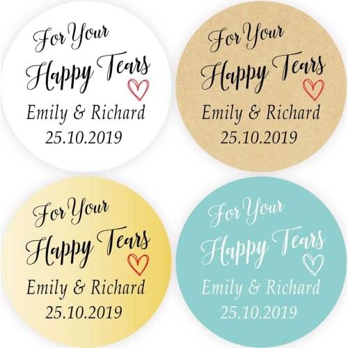 DouxArt 100 Pieces Personalized Stickers, For Your Happy Tears Wedding Stickers, 40mm Wedding Favors Decoration Labels Seals