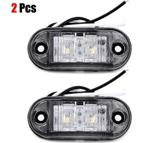 2pcs White LED Side Marker Lights Clearance Car Trailer Caravan 12V Waterproof