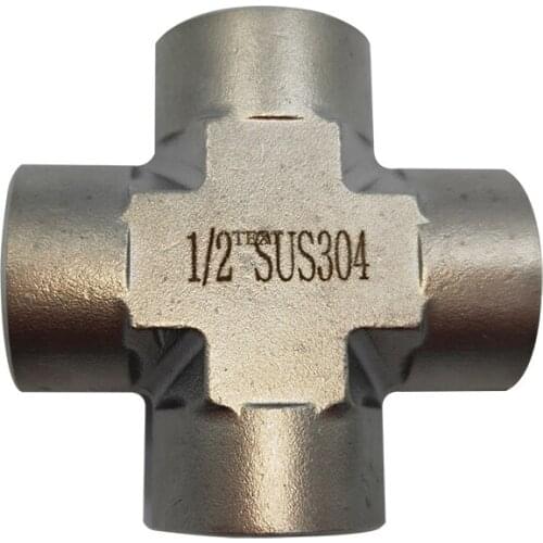 304 Stainless Steel Cross 3000psi, Female BSPT Thread, 1/8" 1/4" 3/8" 1/2" 3/4" 1"-Pipe Fittings