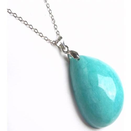 33*25*9mm Fashion Jewelry Beads For Necklace Genuine Natural Amazonite Gems Stone Charm Water Drop Pendant Women Female Gift