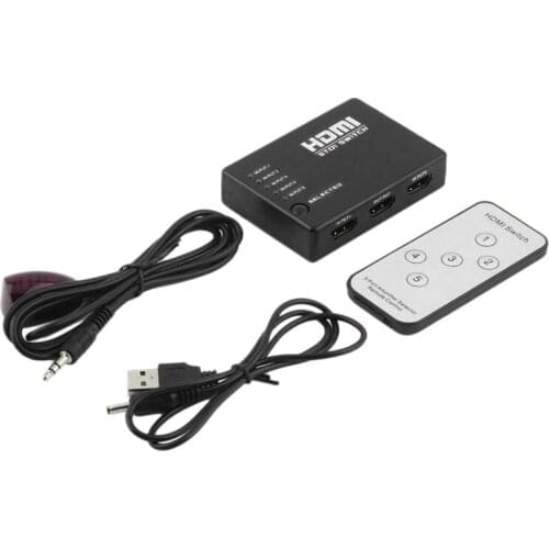 3D 1080P 5 Port HDR HDMI Switcher HD Video TV 1080P Converter Plastic Case Remote Control 5 Into 1 Out for HDTV